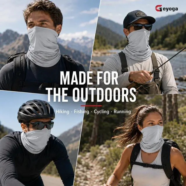 Alt view image 6 of 7 - Neck Gaiter Cooling Face Bandana Mask for Men, Classic Color, 6 Pcs | 6 Pack, Summer Breathable Stretch Wicking, UPF 50, Sun Wind Dust UV Protection, Quick Dry & Washable, 100% Polyester