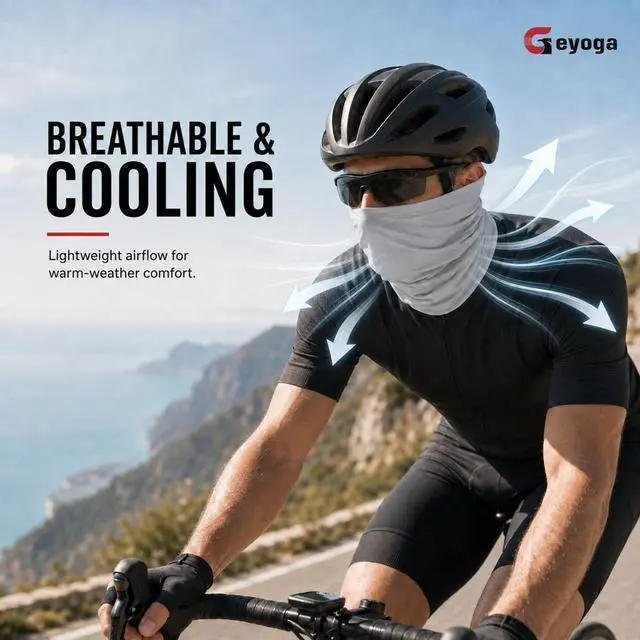 Alt view image 5 of 7 - Neck Gaiter Cooling Face Bandana Mask for Men, Classic Color, 6 Pcs | 6 Pack, Summer Breathable Stretch Wicking, UPF 50, Sun Wind Dust UV Protection, Quick Dry & Washable, 100% Polyester