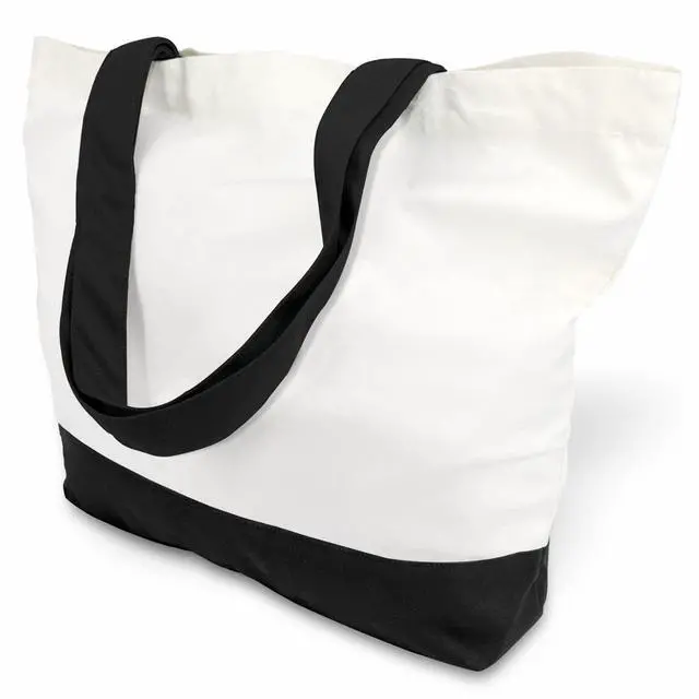 Main image of 1 | 3 | 6 | 12 | 24 Pack Super Strong Large 12oz Cotton Canvas Tote Bag, Reusable Grocery Shopping Cloth Bag, Fashionable Two-Tone Tote for Crafts, DIY Your Creative Designs (Pack of 1)