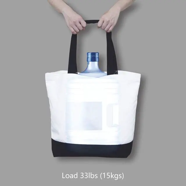 Alt view image 6 of 7 - 1 | 3 | 6 | 12 | 24 Pack Super Strong Large 12oz Cotton Canvas Tote Bag, Reusable Grocery Shopping Cloth Bag, Fashionable Two-Tone Tote for Crafts, DIY Your Creative Designs (Pack of 1)