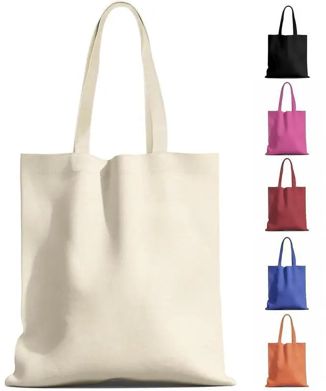 Main image of 1-200 Pack Available Canvas Reusable Tote Bags with Handle, 1 Pack | 14 x 15-inch Natural Canvas Bags for Work, DIY, Shopping