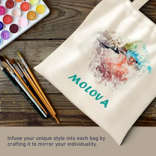 Alt view image 6 of 6 - 1-200 Pack Available Canvas Reusable Tote Bags with Handle, 1 Pack | 14 x 15-inch Natural Canvas Bags for Work, DIY, Shopping