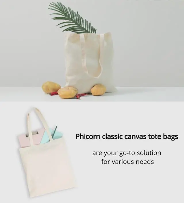 Alt view image 4 of 6 - Canvas Tote Bags, 2-Pack, 15 x 16 in, 8 oz Cotton Blank | 8 oz cotton canvas with long handles; blank surface for crafts, gifts, shopping, and everyday carrying
