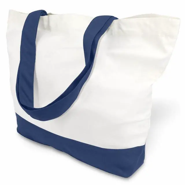 Main image of 1-Pack Super Strong Large 12oz Cotton Canvas Tote Bag, Reusable Grocery Shopping Cloth Bag, Fashionable Two-Tone Totes for Crafts, DIY Your Creative Designs