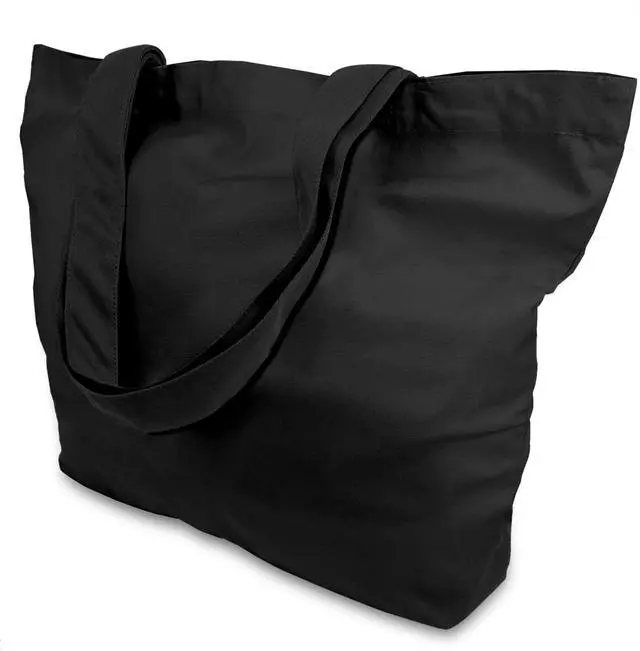 Main image of 1-Pack Super Strong Large 12oz Cotton Canvas Tote Bag, Reusable Grocery Shopping Cloth Bag, Fashionable Two-Tone Tote for Crafts, DIY Your Creative Designs