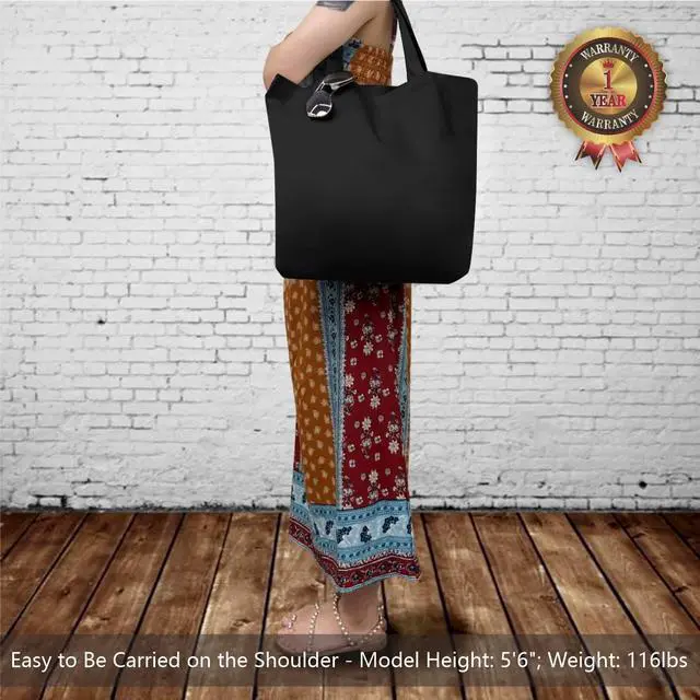 Alt view image 2 of 7 - 1-Pack Super Strong Large 12oz Cotton Canvas Tote Bag, Reusable Grocery Shopping Cloth Bag, Fashionable Two-Tone Tote for Crafts, DIY Your Creative Designs