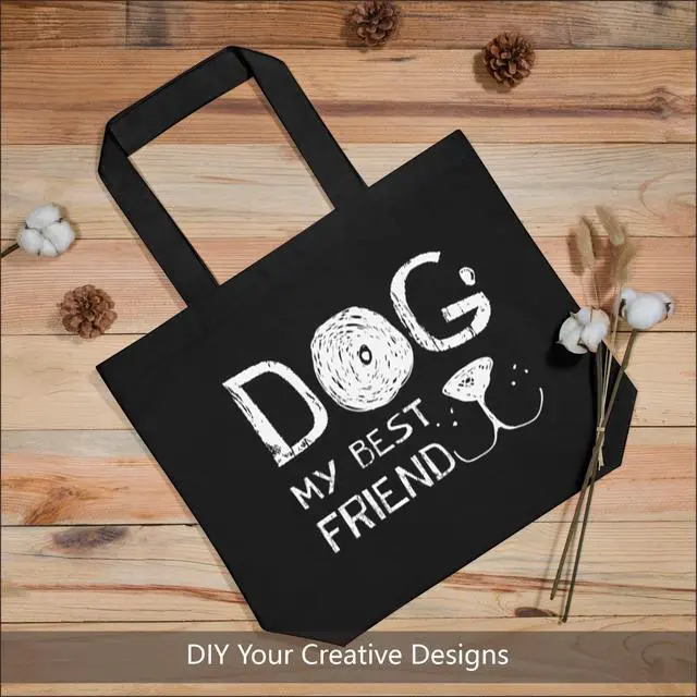 Alt view image 3 of 7 - 1-Pack Super Strong Large 12oz Cotton Canvas Tote Bag, Reusable Grocery Shopping Cloth Bag, Fashionable Two-Tone Tote for Crafts, DIY Your Creative Designs