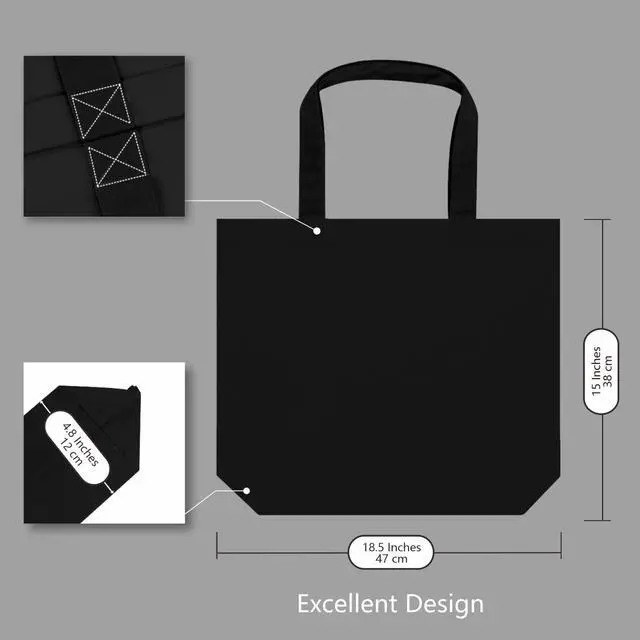 Alt view image 5 of 7 - 1-Pack Super Strong Large 12oz Cotton Canvas Tote Bag, Reusable Grocery Shopping Cloth Bag, Fashionable Two-Tone Tote for Crafts, DIY Your Creative Designs