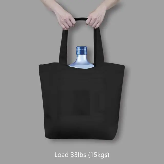 Alt view image 6 of 7 - 1-Pack Super Strong Large 12oz Cotton Canvas Tote Bag, Reusable Grocery Shopping Cloth Bag, Fashionable Two-Tone Tote for Crafts, DIY Your Creative Designs