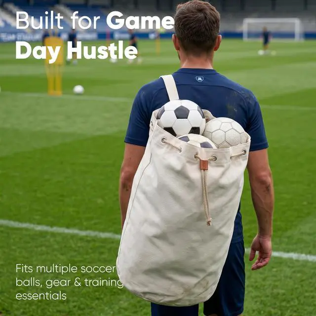 Alt view image 5 of 6 - Canvas Duffel Bag - Drawstring, Leather Closure, Shoulder Strap