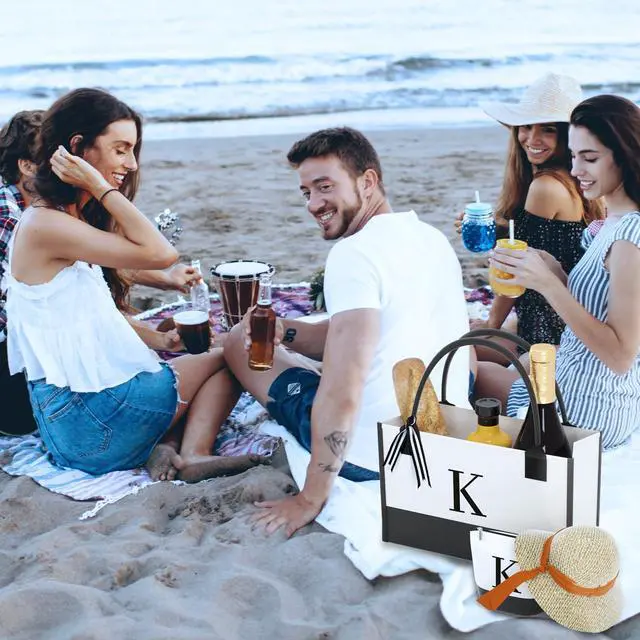 Alt view image 2 of 7 - Monogrammed Canvas Tote Bag with Zipper Pockets - Ideal Gift for Mom, Teacher, Sister