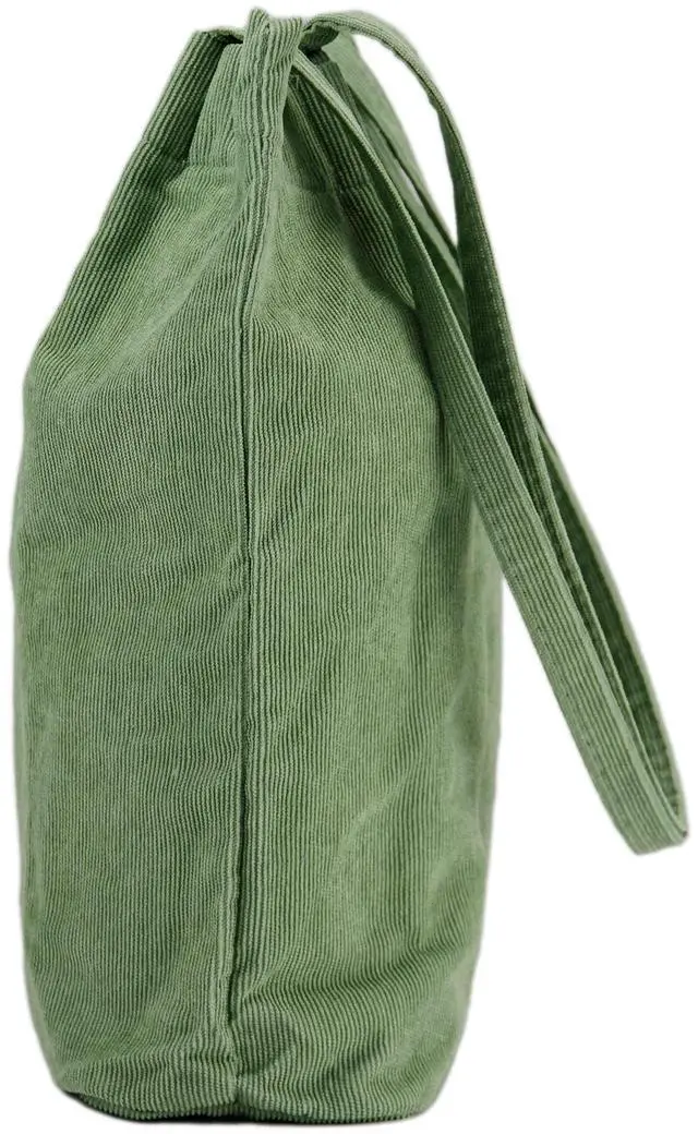 Alt view image 5 of 7 - Corduroy Tote Bag Cute Tote Bags for Women Shoulder Bag with Inner Pocket for Work Beach Travel and Shopping Grocery (Matcha Green)