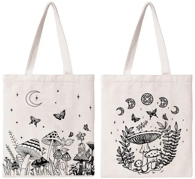 Main image of Mushroom Tote Bag Aesthetic Vintage Mushroom Cotton Canvas Canvas Cute Tote for Women Gift Shopping Shoulder Reusable Grocery Bag