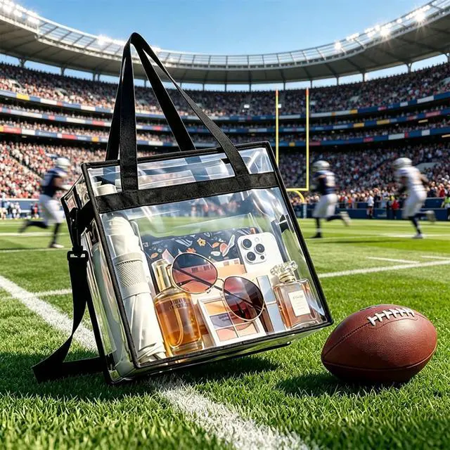 Alt view image 2 of 7 - Clear Bags Stadium Approved Clear Tote Bag with Zipper Closure Crossbody Shoulder Bag with Adjustable Strap(12 Inch X 12 Inch X 6 Inch,Black)