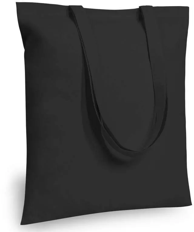 Main image of 1-Pack Economical 16"x15" Black Cotton Tote Bag, Lightweight Medium Reusable Grocery Shopping Cloth Bag, Suitable for DIY, Advertising, Promotion, Gift, Activity