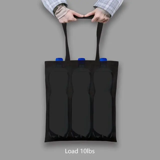 Alt view image 2 of 7 - 1-Pack Economical 16"x15" Black Cotton Tote Bag, Lightweight Medium Reusable Grocery Shopping Cloth Bag, Suitable for DIY, Advertising, Promotion, Gift, Activity