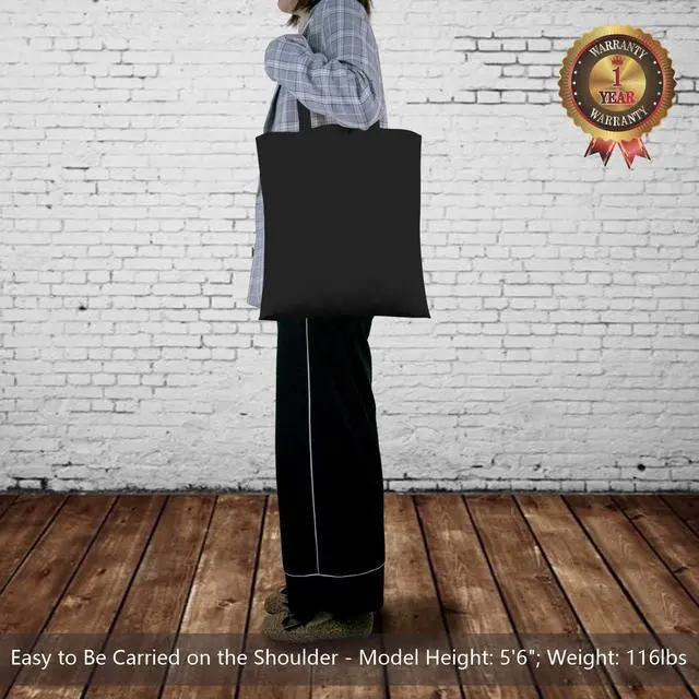 Alt view image 3 of 7 - 1-Pack Economical 16"x15" Black Cotton Tote Bag, Lightweight Medium Reusable Grocery Shopping Cloth Bag, Suitable for DIY, Advertising, Promotion, Gift, Activity