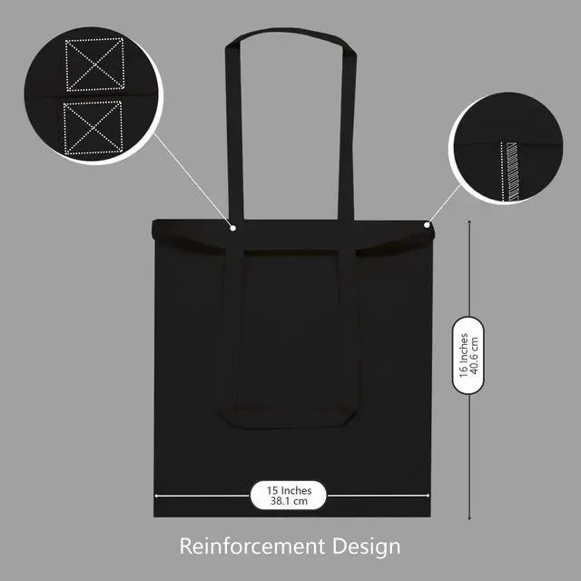 Alt view image 6 of 7 - 1-Pack Economical 16"x15" Black Cotton Tote Bag, Lightweight Medium Reusable Grocery Shopping Cloth Bag, Suitable for DIY, Advertising, Promotion, Gift, Activity