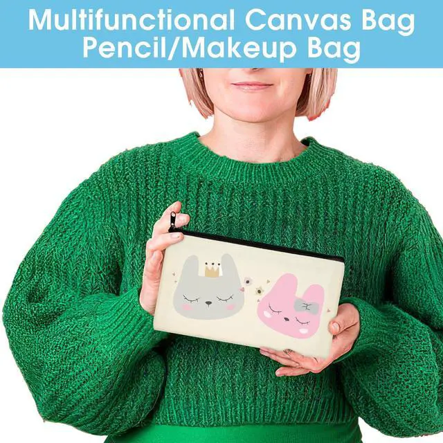 Alt view image 7 of 7 - 12 Pack Blank Canvas Pencil Pouches Bulk, Sublimation Zipper Bags for DIY | Small Multi-Purpose Canvas Bags with Zipper for Cosmetics, Travel, Travel Toiletries, Craft Projects, Organized 8.2" x 4.7"