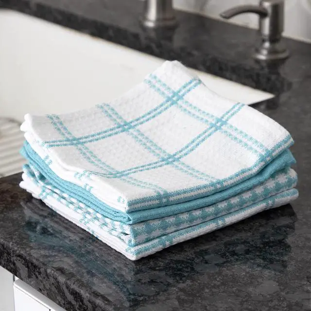 Alt view image 5 of 6 - Premium Waffle Dish Cloths: Highly Absorbent, Super Soft Long Lasting - 100% Cotton, 12"x13" Towel for Cleaning & Drying, (4-Pack), Breeze