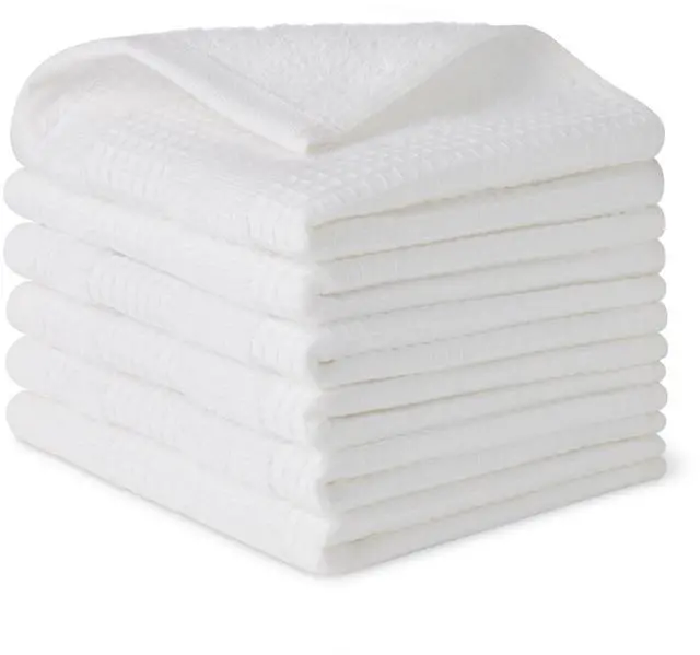 Main image of Organic Cotton Waffle Kitchen Dish Cloths, Ultra Absorbent, Quick Drying, Lint-Free, 12 x1 2 inches, 6-Pack, White