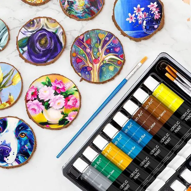 Alt view image 4 of 7 - Acrylic Paint Set for Pumpkin Painting, 16 Colors Painting Supplies for Canvas Wood Fabric Ceramic Crafts, Non Toxic&Rich Pigments for Beginners