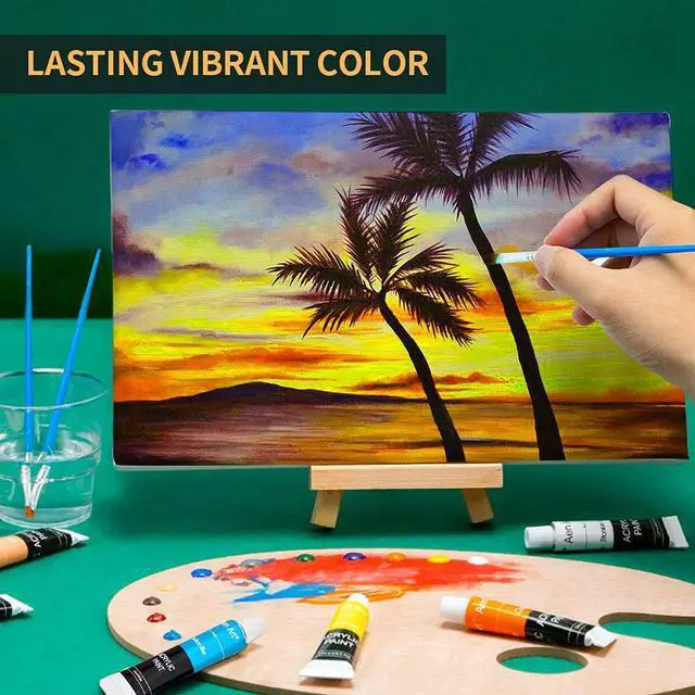 Alt view image 7 of 7 - Acrylic Paint Set for Pumpkin Painting, 16 Colors Painting Supplies for Canvas Wood Fabric Ceramic Crafts, Non Toxic&Rich Pigments for Beginners