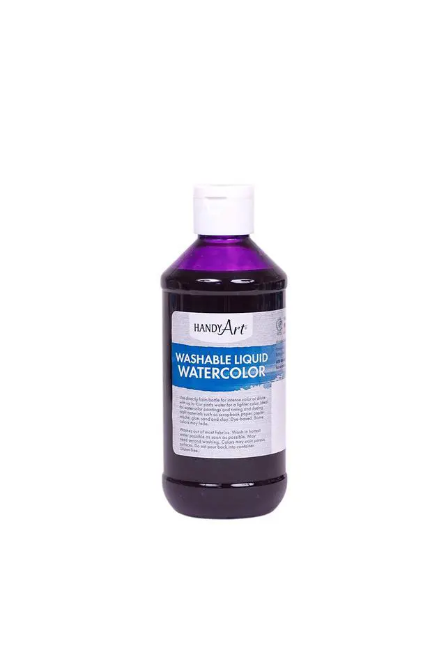 Alt view image 4 of 5 - Washable Liquid Watercolor Paint, Purple, 8 oz Bottle | Ready to Use Concentrated Dye-Based Liquid, Deep Color Strength, Dilute with Water, Certified Safe AP Non-Toxic, Made in USA