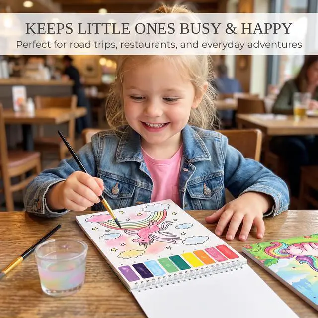 Alt view image 5 of 7 - Fun Watercolor Books for Kids and Toddlers - Set of 2 Paint by Number Books | Creative Arts and Crafts Kit for Girls Ages 3-8 for Hours of Creative Fun - The Perfect Water Painting & Coloring Activity