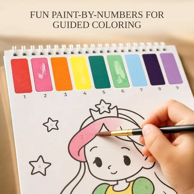 Alt view image 4 of 7 - Fun Watercolor Books for Kids and Toddlers - Set of 2 Paint by Number Books | Creative Arts and Crafts Kit for Girls Ages 3-8 for Hours of Creative Fun - The Perfect Water Painting & Coloring Activity