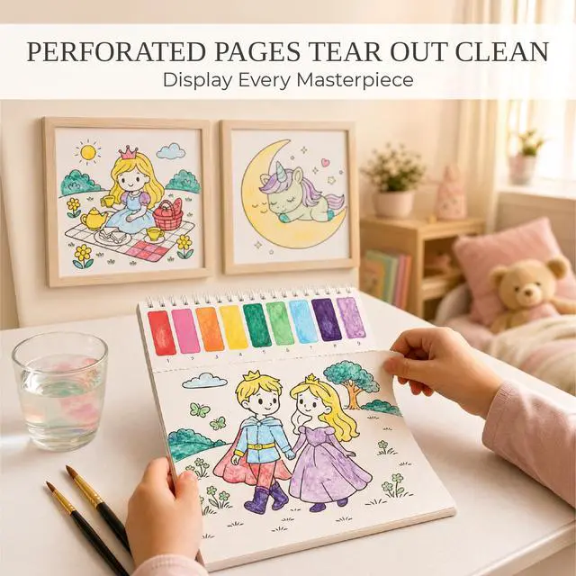 Alt view image 7 of 7 - Fun Watercolor Books for Kids and Toddlers - Set of 2 Paint by Number Books | Creative Arts and Crafts Kit for Girls Ages 3-8 for Hours of Creative Fun - The Perfect Water Painting & Coloring Activity