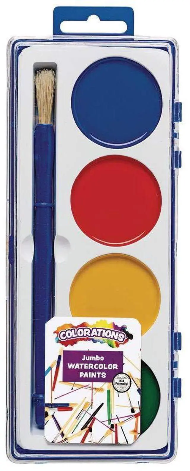 Main image of Best Value Watercolor Set for Beginners - 4 Colors in Plastic Case with Brush