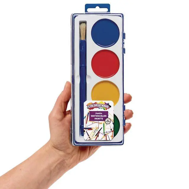 Alt view image 3 of 5 - Best Value Watercolor Set for Beginners - 4 Colors in Plastic Case with Brush