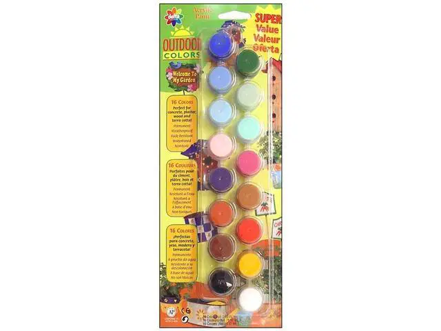 Alt view image 3 of 4 - Paint Pots Set with Paint and Brush for Outdoors, (16 Colors)