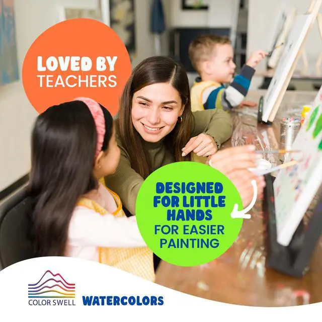 Alt view image 5 of 7 - 8 Color Bulk Watercolors with Wood Brushes, 1 Pack