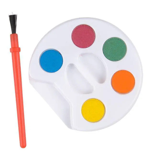 Alt view image 3 of 5 - Mini Watercolor Kids Paint Set - (Bulk Pack of 12) - 5 Watercolor Paints, Palette Tray and Painting Brush, for Art Party Favors, Kids Prizes and Paint Party Supplies
