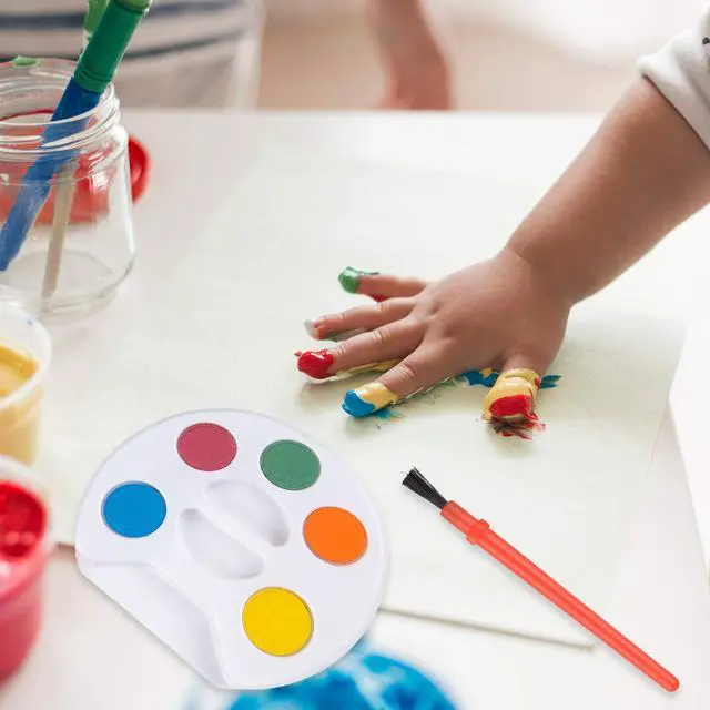 Alt view image 4 of 5 - Mini Watercolor Kids Paint Set - (Bulk Pack of 12) - 5 Watercolor Paints, Palette Tray and Painting Brush, for Art Party Favors, Kids Prizes and Paint Party Supplies