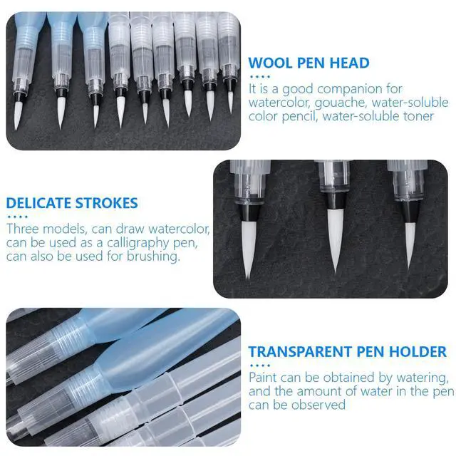 Alt view image 3 of 6 - 9Pcs Water Color Art Brush Pens for Watercolor Painting, Water Soluble Colored Pencils & Markers, Powdered Pigment, Back to School Art Supplies