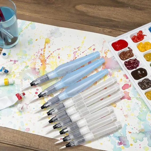 Alt view image 6 of 6 - 9Pcs Water Color Art Brush Pens for Watercolor Painting, Water Soluble Colored Pencils & Markers, Powdered Pigment, Back to School Art Supplies