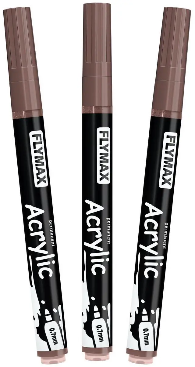 Main image of Brown Marker Paint Pens - Permanent Marker Pens Brown Acrylic Paint Water-Based 0.7mm Fine Tip Waterproof Quick-Drying (3 in 1Pack)