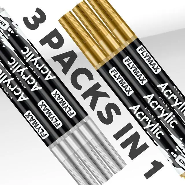 Alt view image 4 of 7 - Brown Marker Paint Pens - Permanent Marker Pens Brown Acrylic Paint Water-Based 0.7mm Fine Tip Waterproof Quick-Drying (3 in 1Pack)