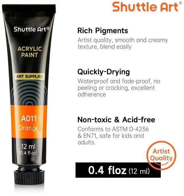 Alt view image 3 of 7 - Acrylic Paint Set, 15 x 12ml Tubes Artist Quality Non Toxic Rich Pigments Colors Perfect for Kids Adults Beginners Artists Painting on Canvas Wood Clay Fabric Ceramic Crafts
