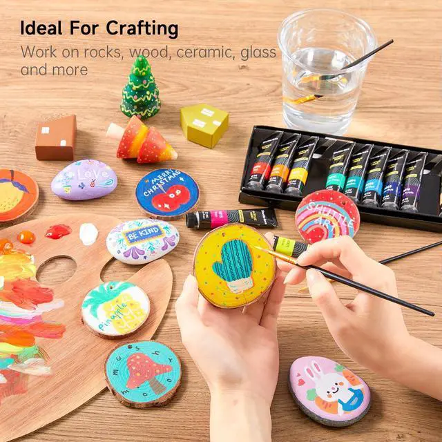 Alt view image 6 of 7 - Acrylic Paint Set, 15 x 12ml Tubes Artist Quality Non Toxic Rich Pigments Colors Perfect for Kids Adults Beginners Artists Painting on Canvas Wood Clay Fabric Ceramic Crafts