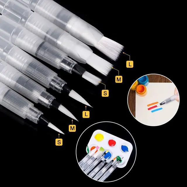 Alt view image 3 of 6 - 6 Piece Water Color Brush Pen Set for Watercolor Paint Markers | Splatter-Free Shape-Retaining Nylon Tips, Artists and Hobbyists,Self-Moistening Controlled Flow,6 Assorted Varied Tip Pens