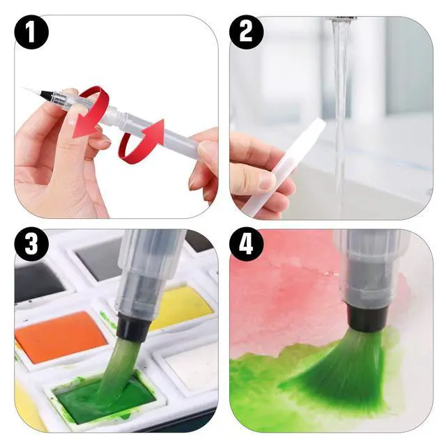 Alt view image 4 of 6 - 6 Piece Water Color Brush Pen Set for Watercolor Paint Markers | Splatter-Free Shape-Retaining Nylon Tips, Artists and Hobbyists,Self-Moistening Controlled Flow,6 Assorted Varied Tip Pens