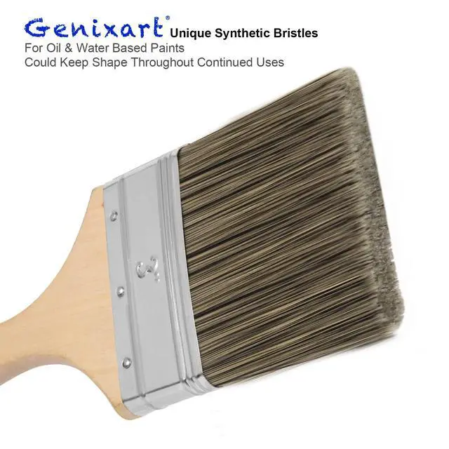 Alt view image 2 of 7 - Double Thick Chip Paint Brush, Wood Stain Brush for Fence, 3 Inch | Outdoor Masonry Paintbrush for Decking, Fencing, Staining, Varnish, Paste, Limewash, Emulsion - Synthetic Bristle