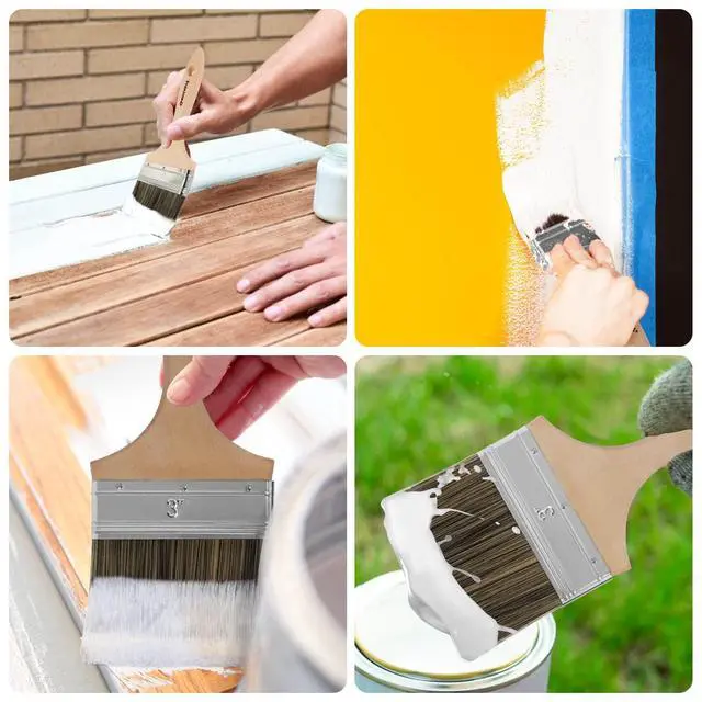 Alt view image 7 of 7 - Double Thick Chip Paint Brush, Wood Stain Brush for Fence, 3 Inch | Outdoor Masonry Paintbrush for Decking, Fencing, Staining, Varnish, Paste, Limewash, Emulsion - Synthetic Bristle