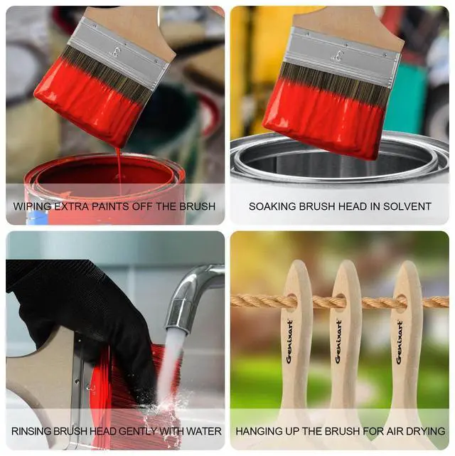 Alt view image 5 of 7 - Double Thick Chip Paint Brush, Wood Stain Brush for Fence, 3 Inch | Outdoor Masonry Paintbrush for Decking, Fencing, Staining, Varnish, Paste, Limewash, Emulsion - Synthetic Bristle