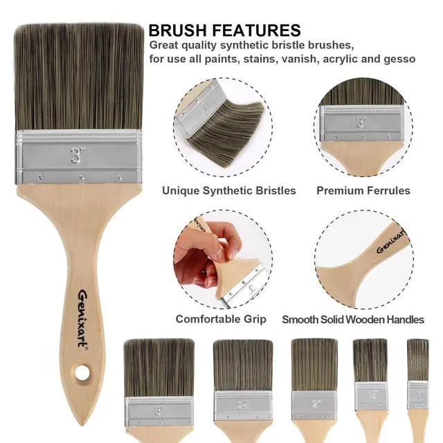 Alt view image 4 of 7 - Double Thick Chip Paint Brush, Wood Stain Brush for Fence, 3 Inch | Outdoor Masonry Paintbrush for Decking, Fencing, Staining, Varnish, Paste, Limewash, Emulsion - Synthetic Bristle