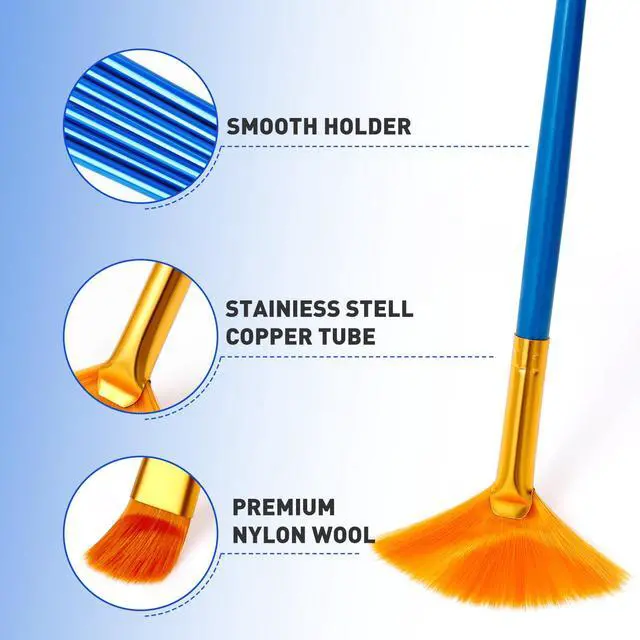 Alt view image 3 of 7 - 10PCS Paint Brushes, Paint Brush for Acrylic Painting | Artist Paintbrushes for Oil Watercolor, Body Face Rock Canvas, Small Paint Brushes for Kids